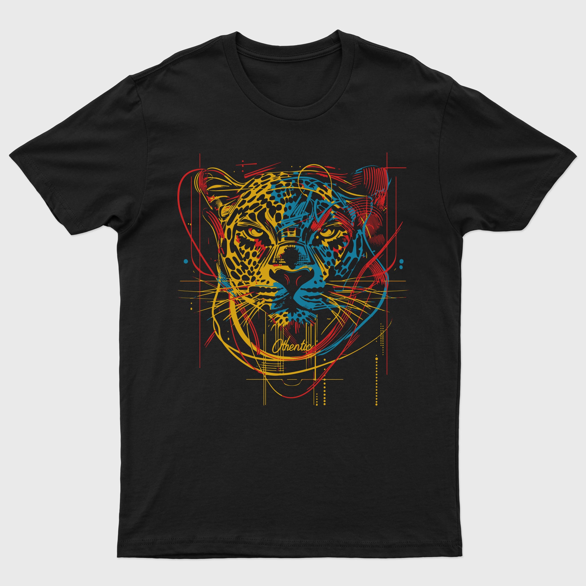 Othentic Leopard Printed Black T-shirt